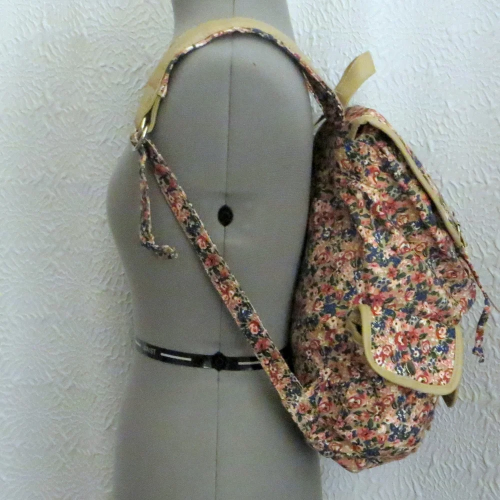 Candies Floral Glitter Faux Leather Vegan Backpack New